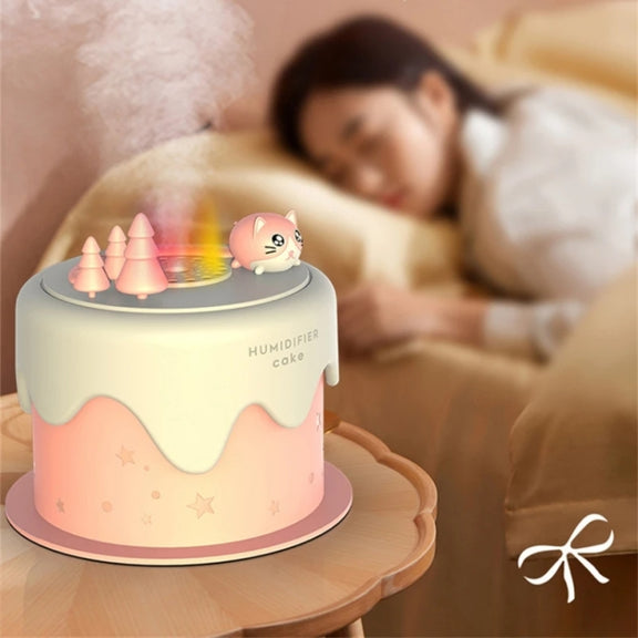 M328 Battery Type Mini Desktop Night Light Cartoon Cake Silent Spray Humidifier(Green)