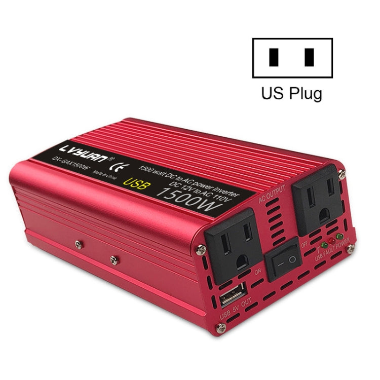 LVYUAN Car Inverter Dual USB Power Converter, Specification: 12V to 110V 1500W US Plug - free shipping - PMC TechLife - Order now!
