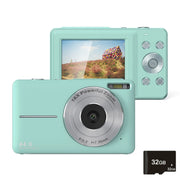 DC403L-AF 2.4-Inch 16X Zoom HD Digital Camera Mini Children Photography Camera UK Plug(Green+32G)