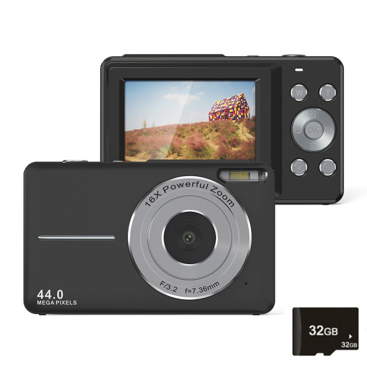 DC403L-AF 2.4-Inch 16X Zoom HD Digital Camera Mini Children Photography Camera AU Plug(Black+32G) - Children Cameras by PMC TechLife | Online Shopping South Africa | PMC TechLife | Buy Now Pay Later Mobicred