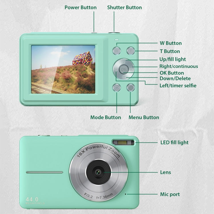 DC403L-AF 2.4-Inch 16X Zoom HD Digital Camera Mini Children Photography Camera US Plug(Green+32G) - free shipping - PMC TechLife - Order now!