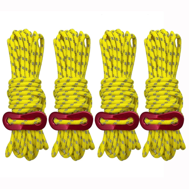 4m x 4 Rolls Outdoor Camping Tent Canopy Wind Rope Luminous Multi-Function Wind Rope Buckle Tent Fixed Rope(Figure 8 Buckle-Yellow) - Tents & Accessories by PMC TechLife | Online Shopping South Africa | PMC TechLife