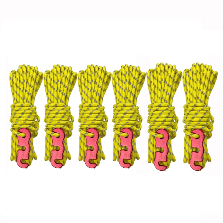 4m x 6 Rolls Outdoor Camping Tent Canopy Wind Rope Luminous Multi-Function Wind Rope Buckle Tent Fixed Rope( S Buckle-Yellow) - Tents & Accessories by PMC TechLife | Online Shopping South Africa | PMC TechLife | Buy Now Pay Later Mobicred