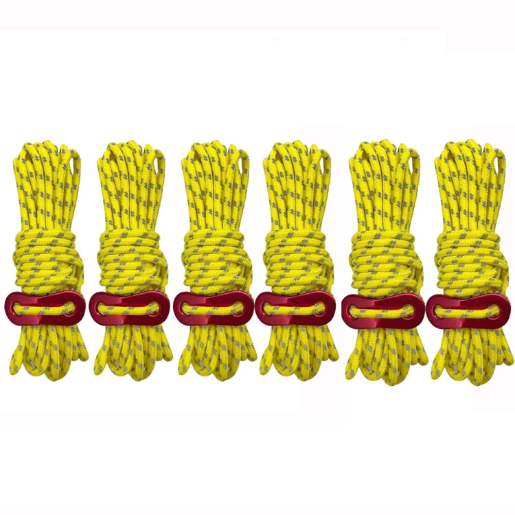 4m x 6 Rolls Outdoor Camping Tent Canopy Wind Rope Luminous Multi-Function Wind Rope Buckle Tent Fixed Rope(Figure 8 Buckle-Yellow) - Tents & Accessories by PMC TechLife | Online Shopping South Africa | PMC TechLife | Buy Now Pay Later Mobicred