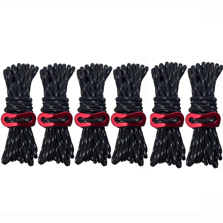 4m x 6 Rolls Outdoor Camping Tent Canopy Wind Rope Luminous Multi-Function Wind Rope Buckle Tent Fixed Rope(Figure 8 Buckle-Black) - Tents & Accessories by PMC TechLife | Online Shopping South Africa | PMC TechLife | Buy Now Pay Later Mobicred