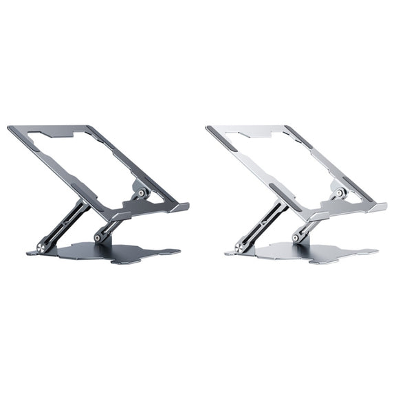Integrated Foldable Laptop Stand Hollow Heat-Dissipating Flat Desktop Stand(Deep Space Gray)