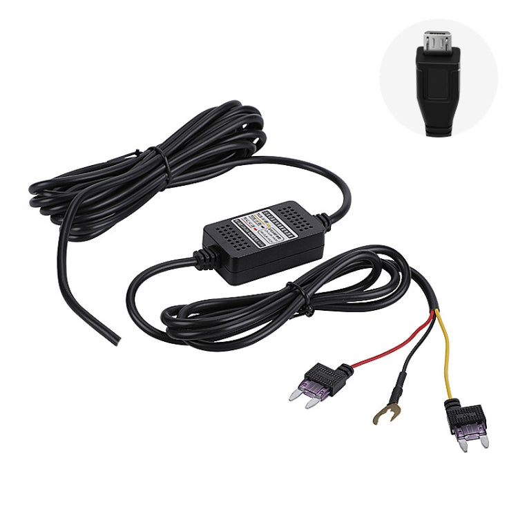 H516 Recording Step-down Line Shrinkage Video Car Charger Line Parking Monitoring Three-Core Power Cord, Model: With Fuse(Micro Straight) - Cables & Connectors by PMC TechLife | Online Shopping South Africa | PMC TechLife | Buy Now Pay Later Mobicred
