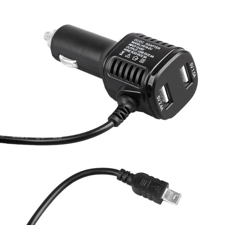 H519 Car Charger Driving Recorder Power Cord Dual USB With Display Charging Line, Specification: Mini Right Elbow - Cigar Socket by PMC TechLife | Online Shopping South Africa | PMC TechLife | Buy Now Pay Later Mobicred