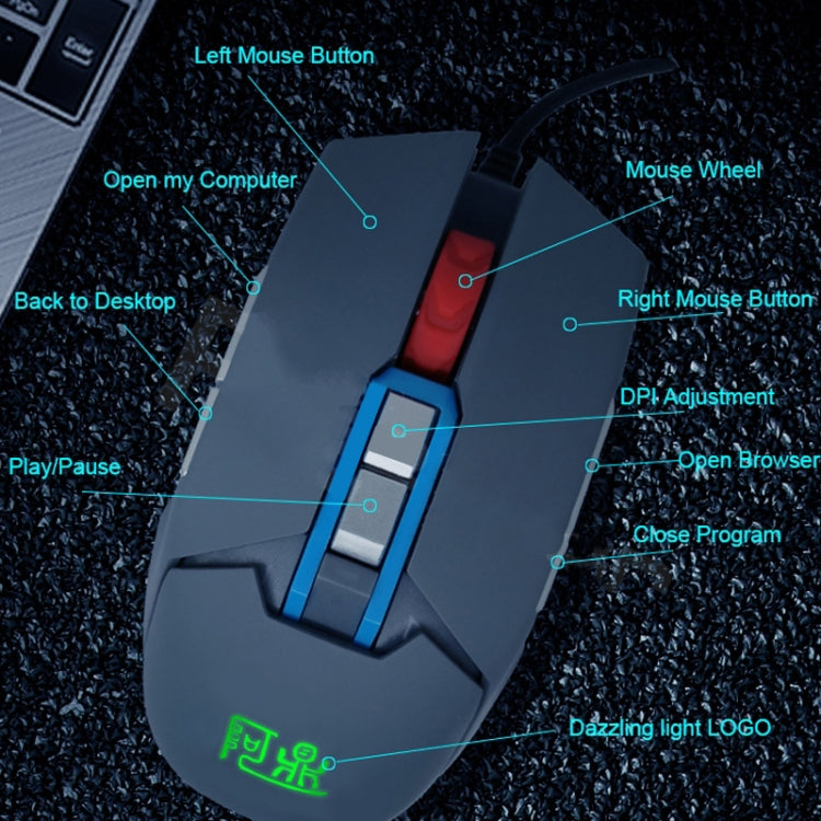 MOS9A 9 Keys 1600DPI Office Game USB Voice-Activated Voice Macro Programming Mouse, Cable Length: 2m