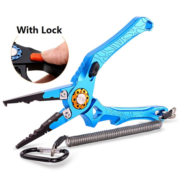 Multifunctional Open-Loop Lead-Pressing Fishing Pliers With Lock(Black)