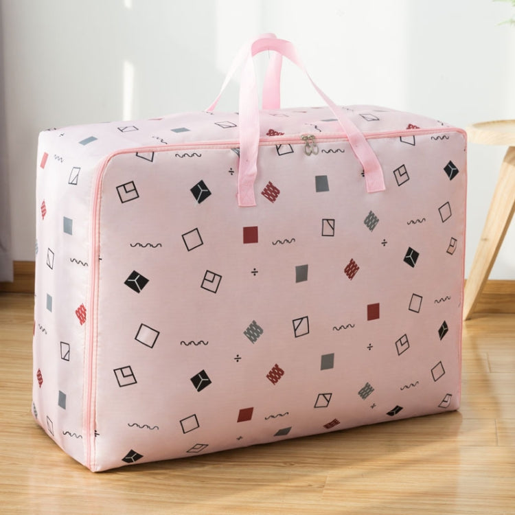 Oxford Cloth Quilt Moisture-Proof & Waterproof Storage Bag Zipper Portable Moving Luggage Bag, Specification: 55x33x20cm(Pink Square) - Storage Bags by PMC TechLife | Online Shopping South Africa | PMC TechLife