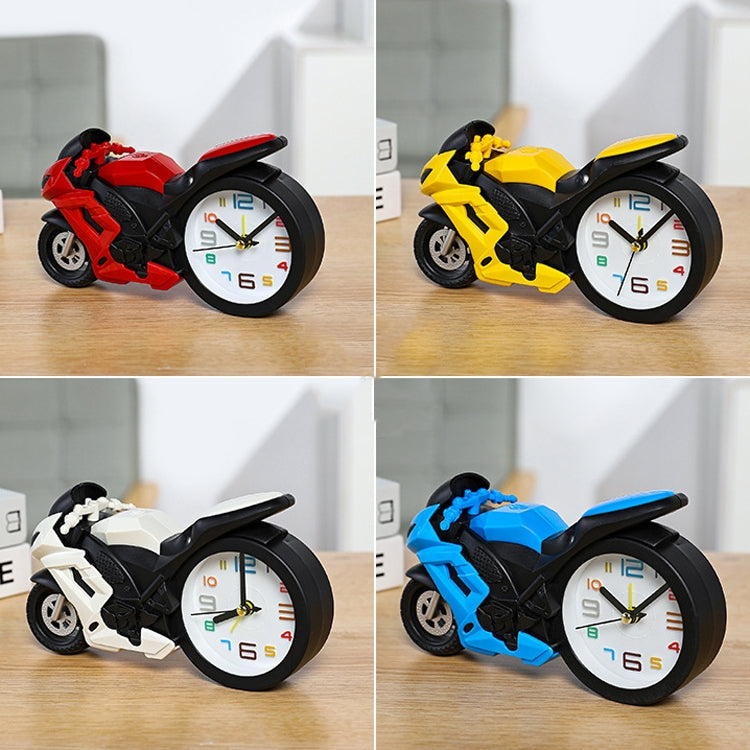 Motorcycle Alarm Clock Ornaments Creative Child Gift Clock(Yellow Motorcycle Racing)