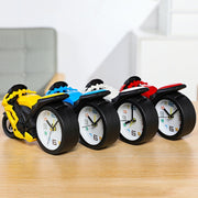 Motorcycle Alarm Clock Ornaments Creative Child Gift Clock(Red Motorcycle Racing)