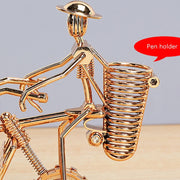 K0931 Retro Clock Ornaments Office Desk Pen Tube Tractor Model Children Toy Alarm(Golden)