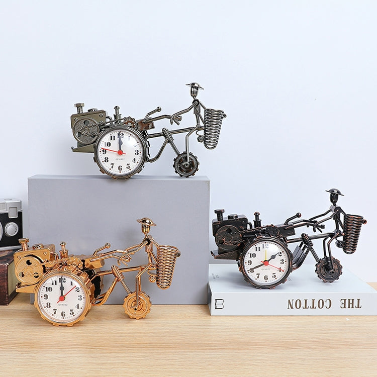 K0931 Retro Clock Ornaments Office Desk Pen Tube Tractor Model Children Toy Alarm(Golden) - Alarm Clocks by PMc TechLife | Online Shopping South Africa | PMc TechLife | Buy Now Pay Later Mobicred