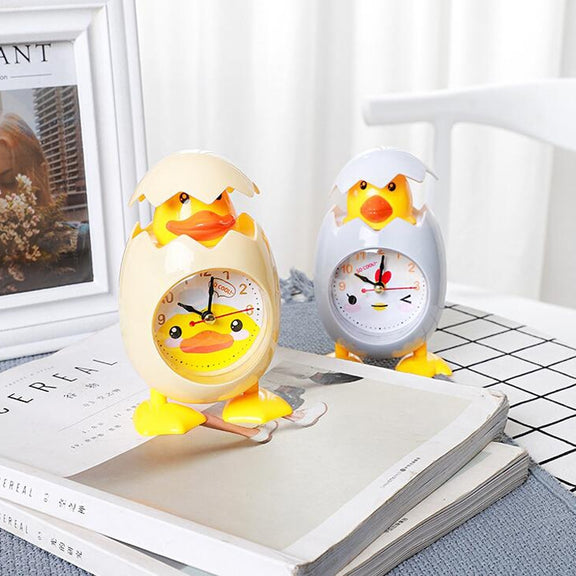 RP001 Cartoon Chicken Eggshell Chicks Alarm Clock Student Gift Children Bedroom Ornaments(Yellow)
