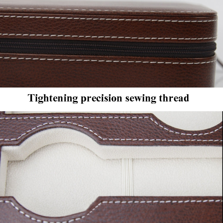 8-Digit Watch Storage Box Watch Display Box Portable Watch Travel Bag, Specification: 24 x 18 x 6cm(Brown)