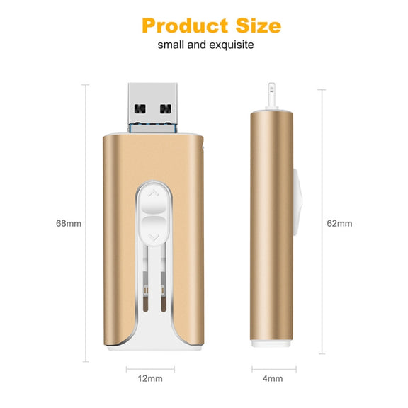 128GB Micro USB + 8 Pin + USB 2.0 3 in 1 Mobile Phone Computer U-Disk(Silver)