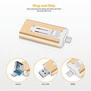 128GB Micro USB + 8 Pin + USB 2.0 3 in 1 Mobile Phone Computer U-Disk(Silver)