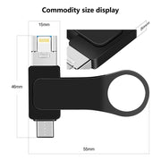 64GB USB 3.0 + 8 Pin + USB-C / Type-C 3 in 1 Mobile Computer Metal U-Disk(Silver)