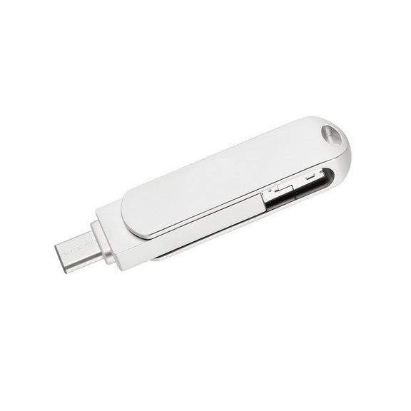 16GB USB 3.0 + 8 Pin + USB-C / Type-C 3 in 1 Phone Computer Rotatable Metal U-Disk