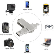 16GB USB 3.0 + 8 Pin + USB-C / Type-C 3 in 1 Phone Computer Rotatable Metal U-Disk