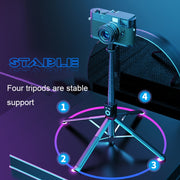 360-Degree Rotating Foldable Bluetooth Selfie Sticks Live Stand, Spec: P225 TK (Double Clip)