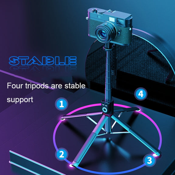 360-Degree Rotating Foldable Bluetooth Selfie Sticks Live Stand, Spec: P225 TK (Double Clip)