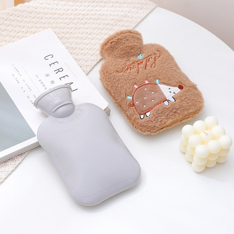 Hot Compress Stomach Hot Water Bottle Flannel Cover Cartoon Hand Warmer(Pink)