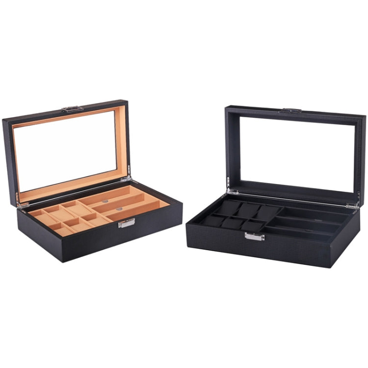 6+3 PU Watch Glasses Case Carbon Fiber PU Skin Watch Box Sunglasses Box(Brown) - free shipping - PMc TechLife - Order now!