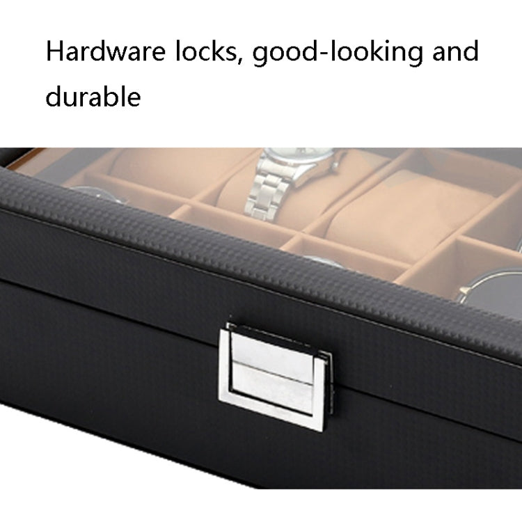 6+3 PU Watch Glasses Case Carbon Fiber PU Skin Watch Box Sunglasses Box(Brown)