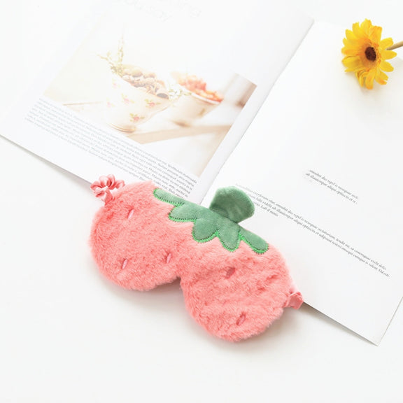 Fruit Plush Eye Mask Cute Soft Girl Sleep Blackout Eye Mask(Strawberry)