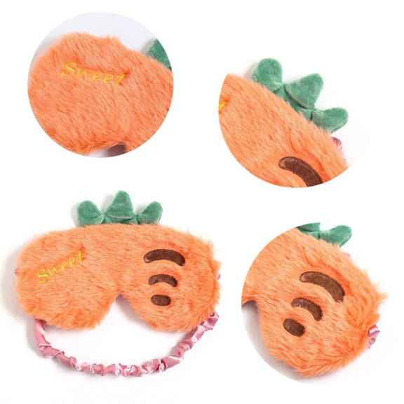 Fruit Plush Eye Mask Cute Soft Girl Sleep Blackout Eye Mask(Strawberry)