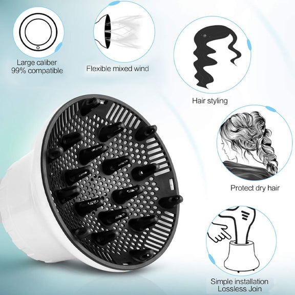 G8 Universal Hair Diffuser Adaptable For Blow Dryers with Rotatable Design Curly Hair Large Wind Hood(White)