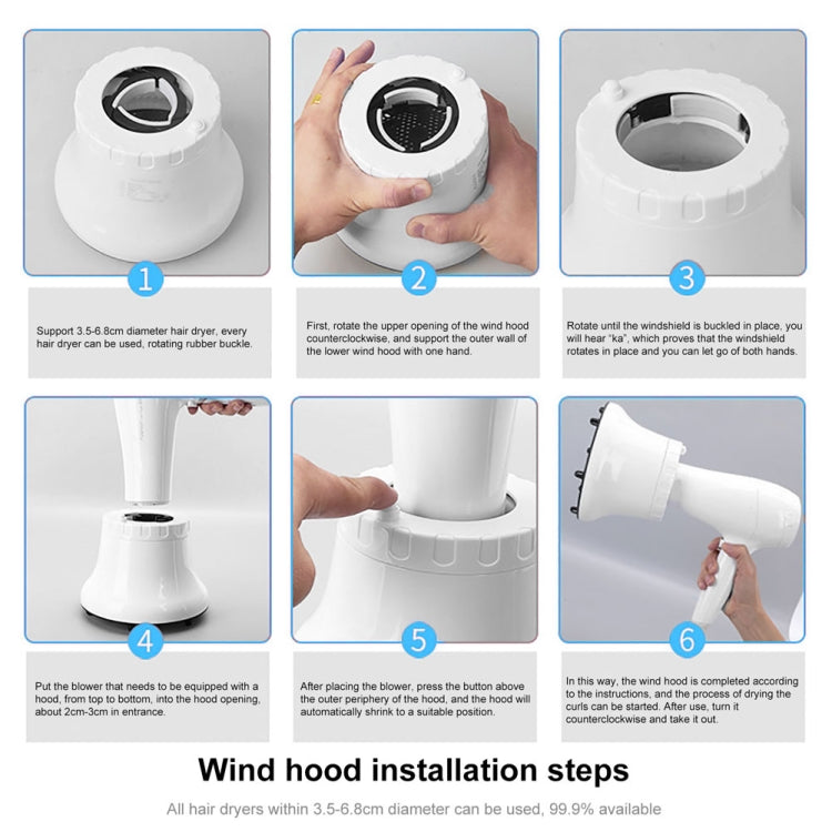 G8 Universal Hair Diffuser Adaptable For Blow Dryers with Rotatable Design Curly Hair Large Wind Hood(White)
