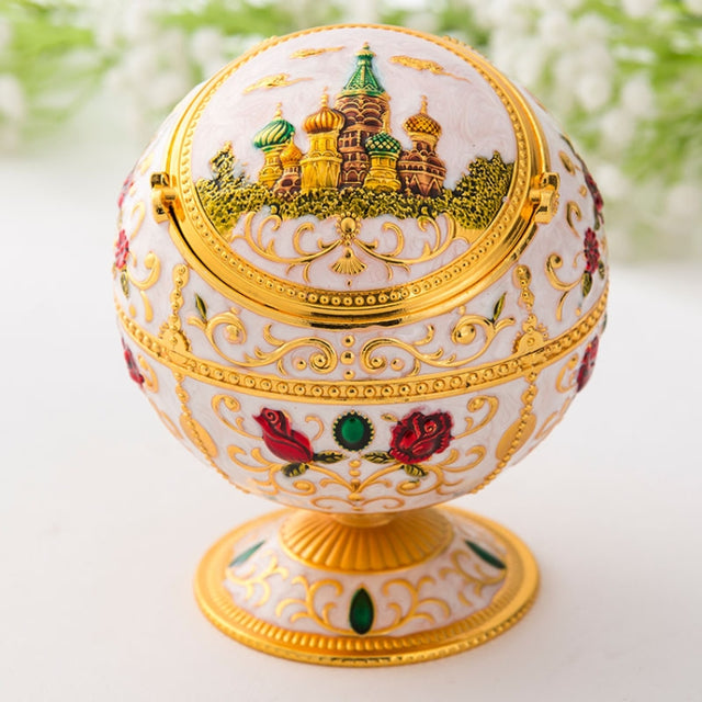 Metal Globe Ashtray With Lid Holiday Gift Tea Table Decoration(Phnom Pencasting Castle)