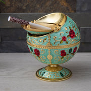 Metal Globe Ashtray With Lid Holiday Gift Tea Table Decoration(Phnom Pencasting Castle)