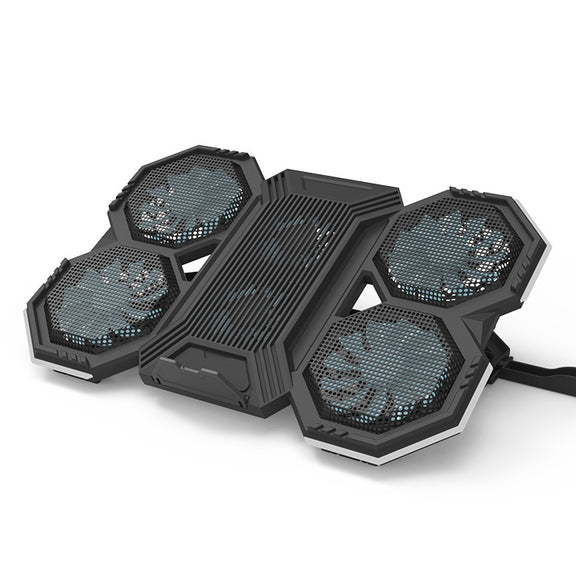 F12 6 Fans USB Semiconductor Computer Radiator Notebook Stand with Phone Holder, Colour: Blue Light + RGB Light