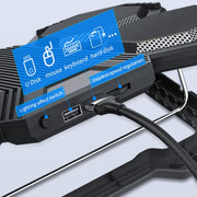 F12 6 Fans USB Semiconductor Computer Radiator Notebook Stand with Phone Holder, Colour: Blue Light + RGB Light