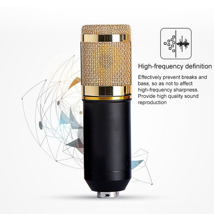 BM800 Condenser Microphone Set With USB Sound Card(Black And  Golden Net)