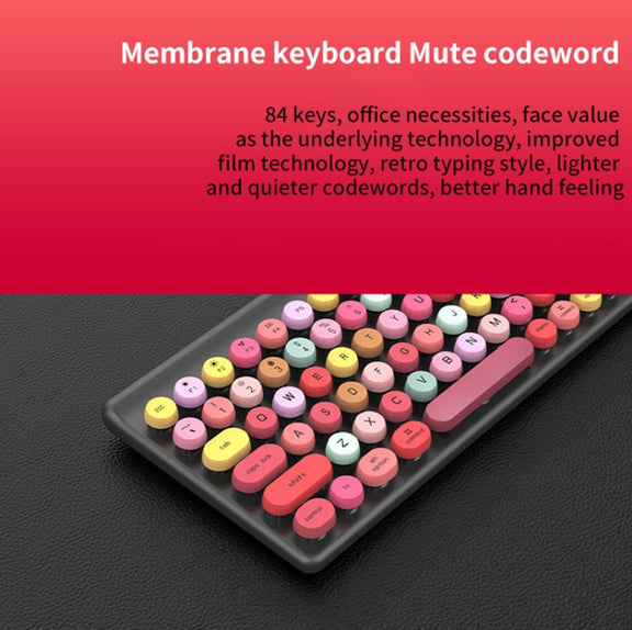 FV-W10  86-Keys 2.4G Wireless Keyboard and Mouse Set(Pink Mixed)