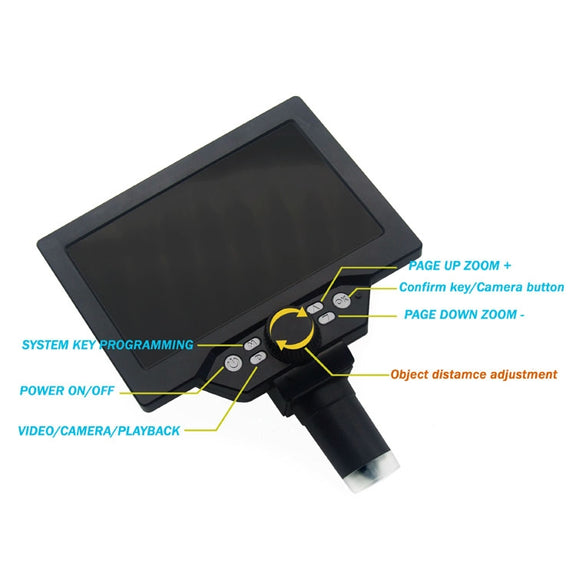 G1200D 7 Inch LCD Screen 1200X Portable Electronic Digital Desktop Stand Microscope(AU Plug With Battery)