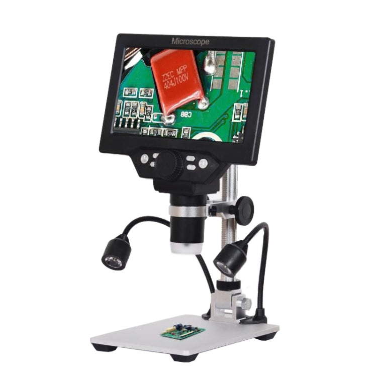 G1200D 7 Inch LCD Screen 1200X Portable Electronic Digital Desktop Stand Microscope(AU Plug With Battery)