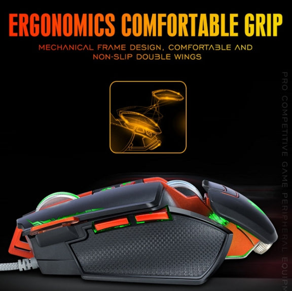 T-WOLF V9 8 Keys 3200 DPI Gaming Macro Definition Mechanical Wired Mouse(Black)