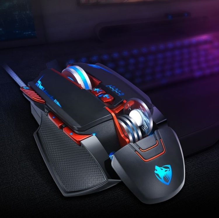 T-WOLF V9 8 Keys 3200 DPI Gaming Macro Definition Mechanical Wired Mouse(Black)