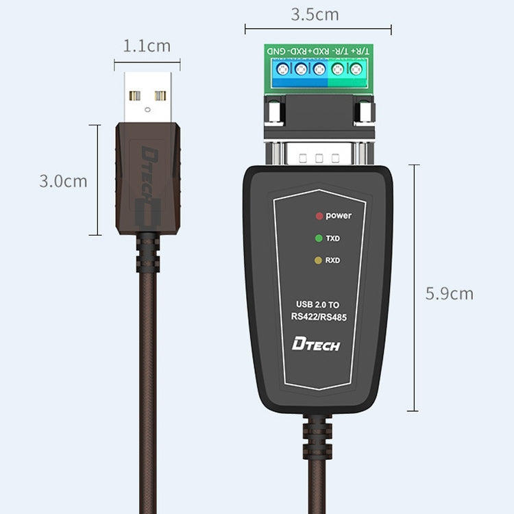 DTECH DT-5019 USB to RS485 / RS422 Conversion Cable, FT232 Chip, Length: 1.5m - free shipping - PMC Jewellery - Order now!