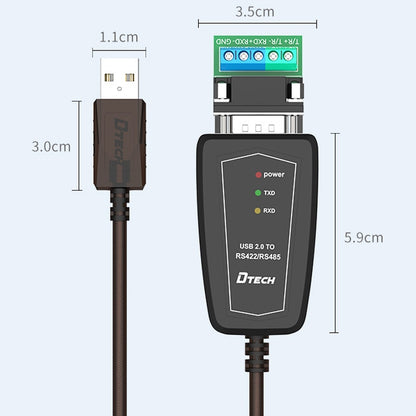 DTECH DT-5019 USB to RS485 / RS422 Conversion Cable, FT232 Chip, Length: 1.5m - free shipping - PMC Jewellery - Order now!