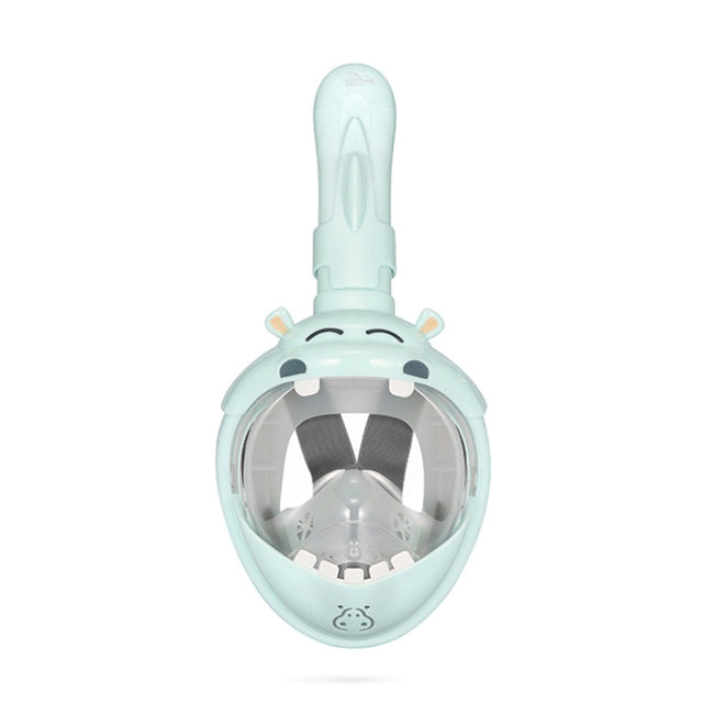 Cartoon Kids Full Dry Diving Mask Swimming Anti-Fog Snorkeling Mask, Size: XS(Hippo)