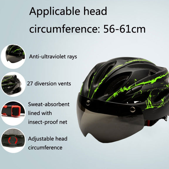 RZ285 Bicycle Outdoor Riding Helmet With Goggles(White Black)