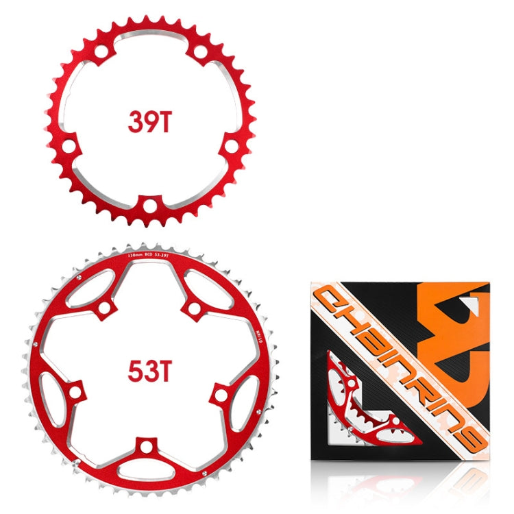 WEST BIKING 2-Piece 53t-39t Road Bike Aluminum Alloy Gear(Red) - free shipping - PMc TechLife - Order now!